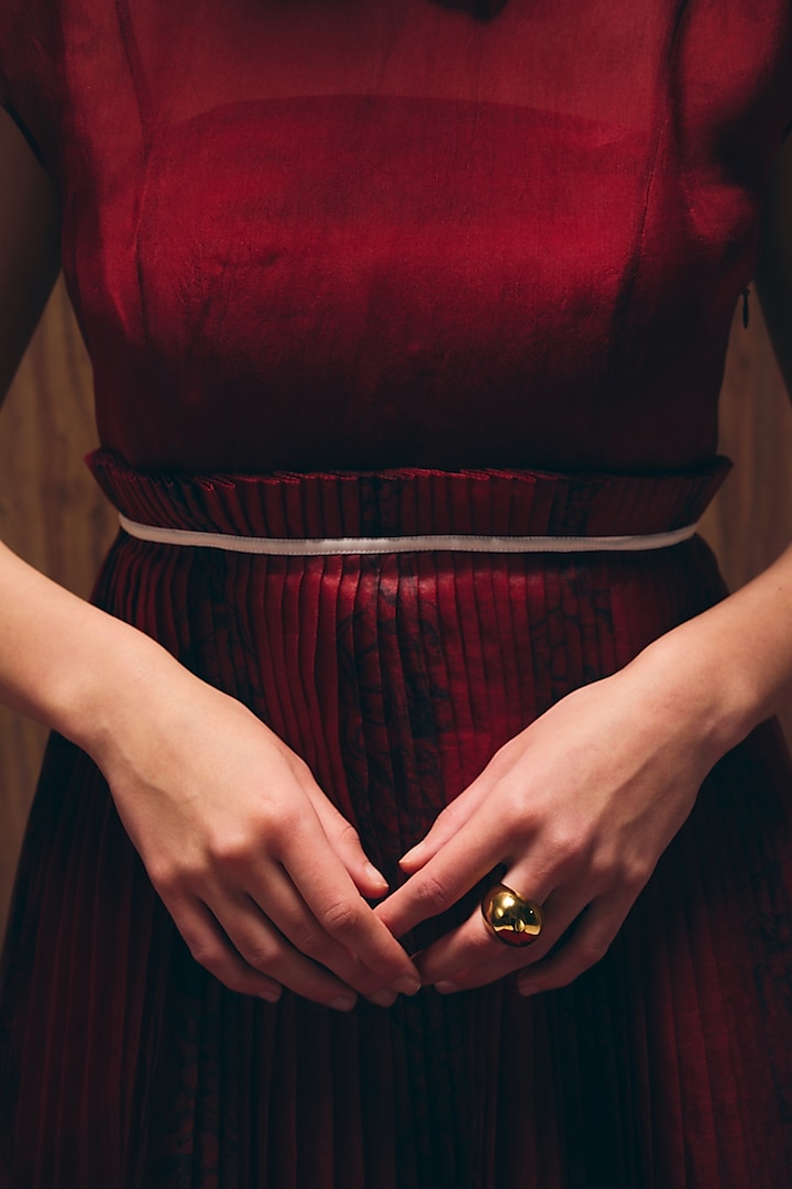 Carmine Red Silk & Organza Vacation Dress by Love Kiki at Pernia's Pop Up Shop