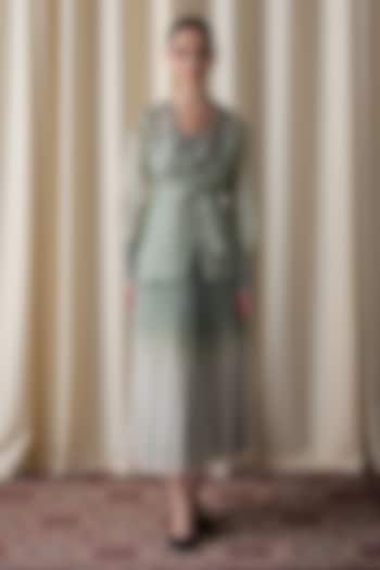 Green Organza Printed Skirt Set by Love Kiki at Pernia's Pop Up Shop