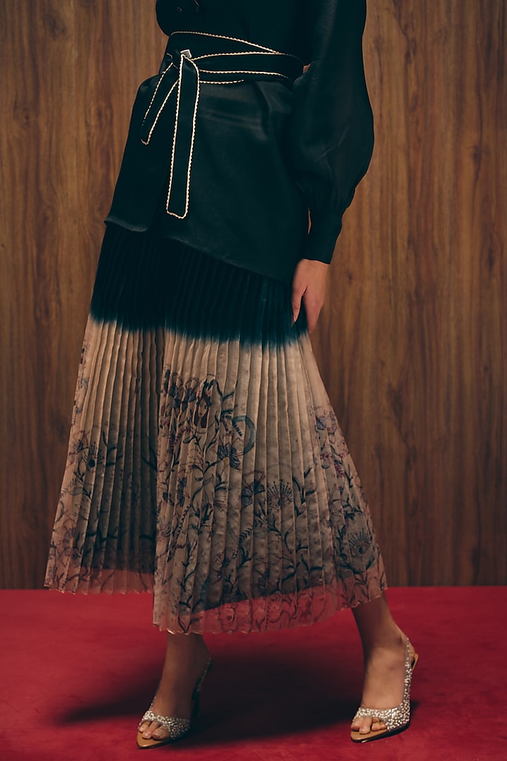 Black Silk Organza Floral Embroidered Jacket Set by Love Kiki at Pernia's Pop Up Shop
