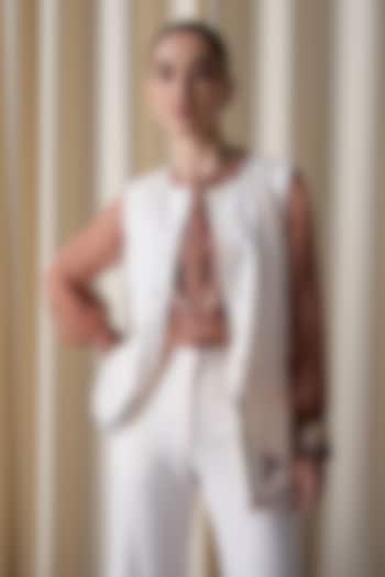 Ivory Premium Crepe Machine Embroidered Blazer by Love Kiki at Pernia's Pop Up Shop
