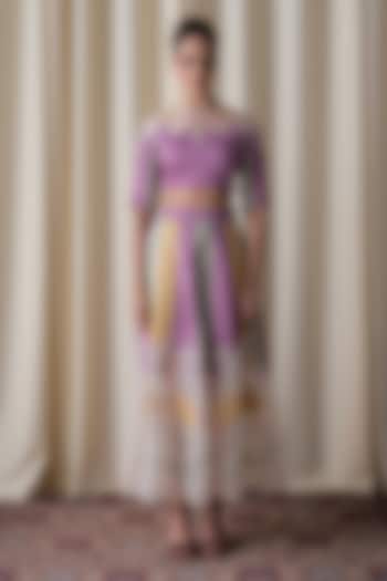 Multi-Colored Satin & Silk Organza Hand Embroidered Skirt Set by Love Kiki at Pernia's Pop Up Shop