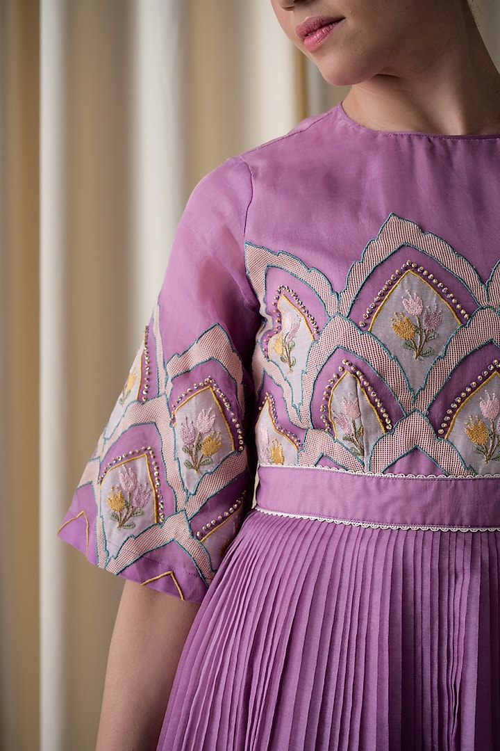 Pernia's Pop Up Shop - Love Kiki Women Purple Silk Organza Hand Embroidered Dress Pernia's Pop Up Shop - Love Kiki Women Purple Silk Organza Hand Embroidered Dress