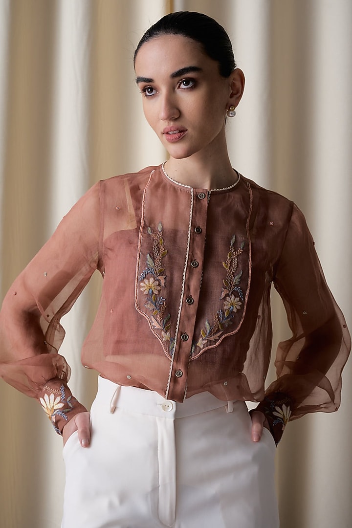 Ivory Silk Organza & Premium Crepe Pant Set by Love Kiki at Pernia's Pop Up Shop