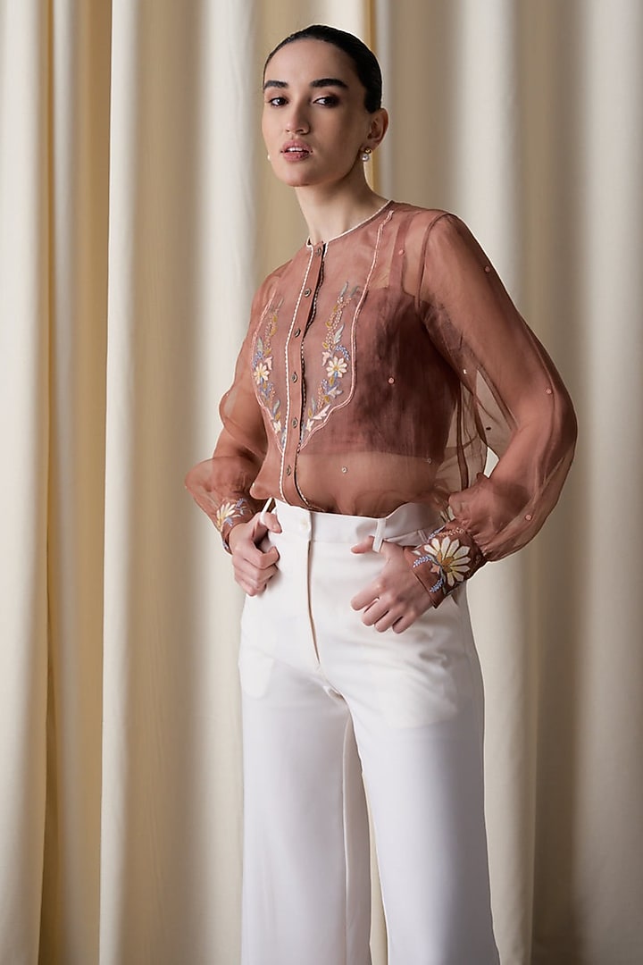 Ivory Silk Organza & Premium Crepe Pant Set by Love Kiki at Pernia's Pop Up Shop