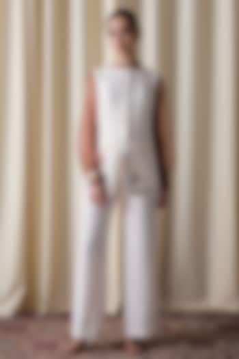 Ivory Crepe Embroidered Jacket Set by Love Kiki at Pernia's Pop Up Shop