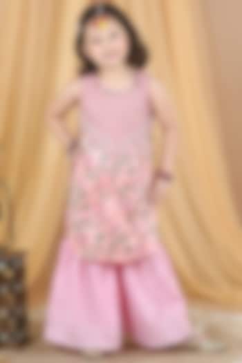 Pink Lurex Sharara Set For Girls by Kinder Kids