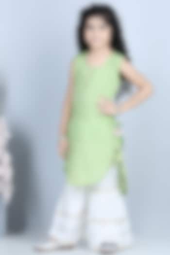 Off-White Sharara Set In Jacquard For Girls by Kinder Kids