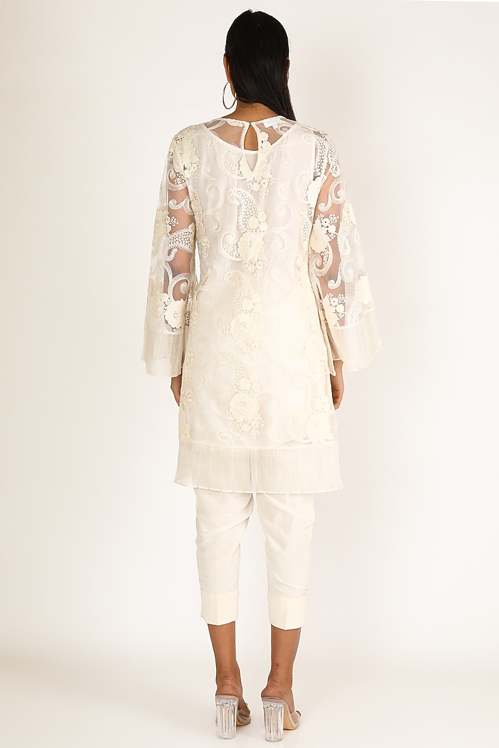 Ivory Kurta Set With Pearl Work by Kirei at Pernia's Pop Up Shop