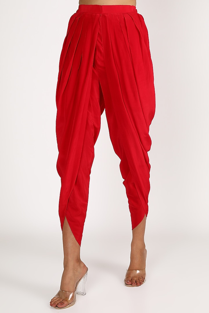 Red Embroidered Jacket Style Kurta Set by Kirei at Pernia's Pop Up Shop
