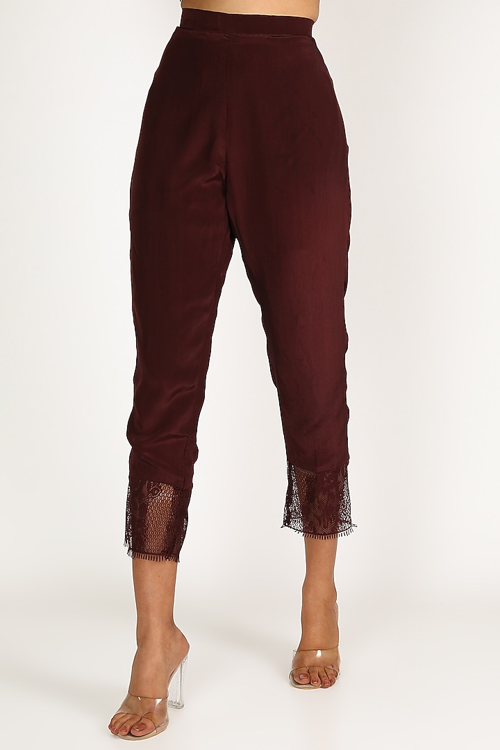 Maroon Kurta Set With Fringes by Kirei at Pernia's Pop Up Shop