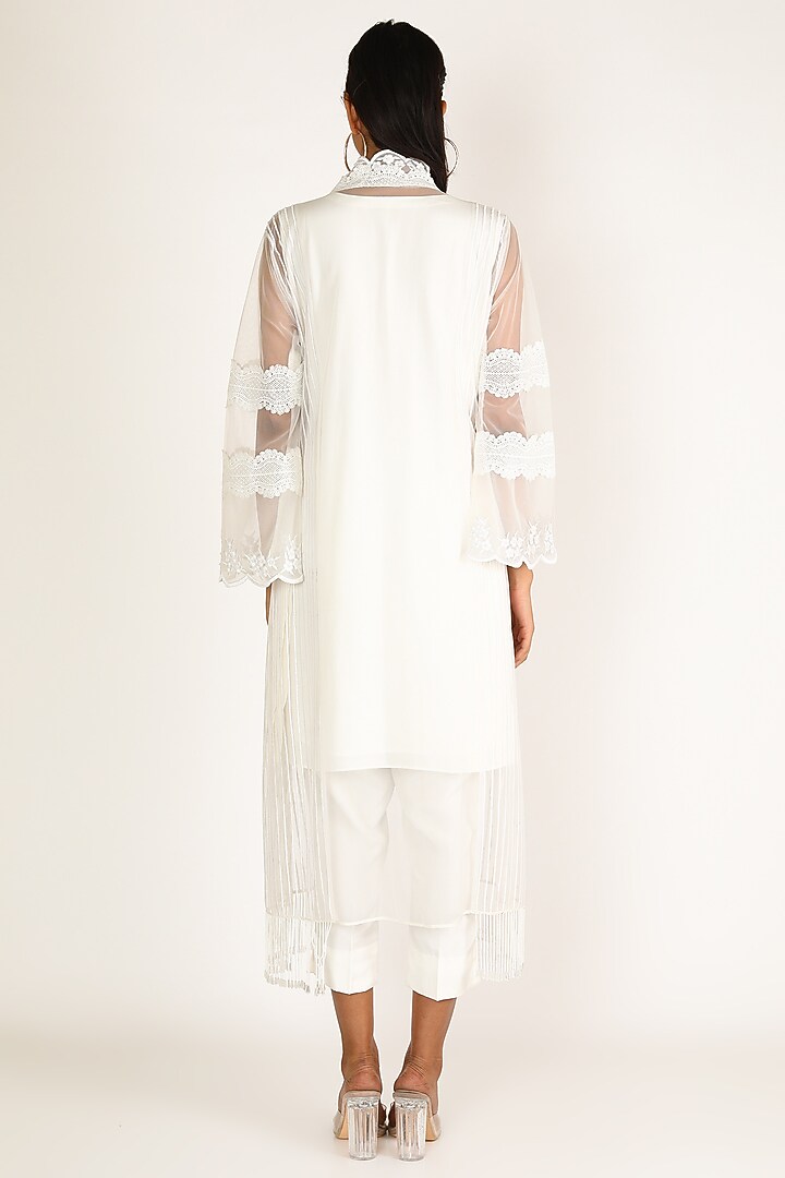 White Thread Worked Jacket Set by Kirei at Pernia's Pop Up Shop