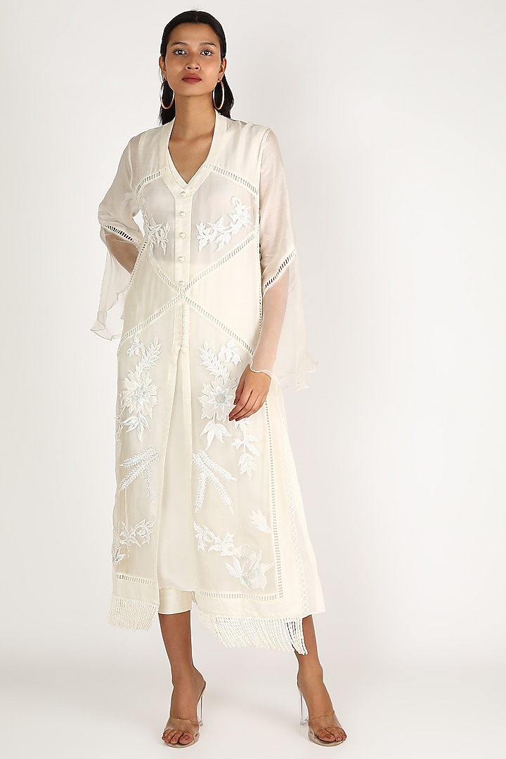 White Long Kurta Set by Kirei