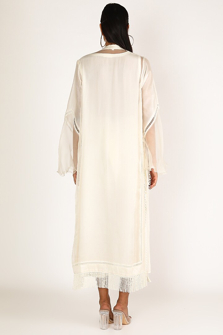 White Long Kurta Set by Kirei at Pernia's Pop Up Shop