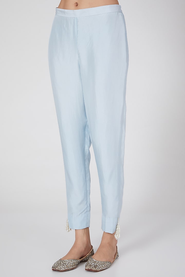 Powder Blue Short Jacket Kurta Set by Kirei at Pernia's Pop Up Shop