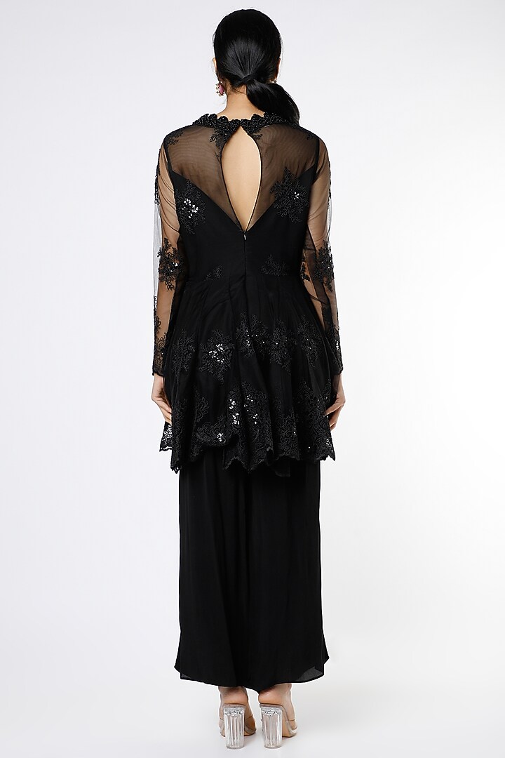 Black Crepe Palazzo Pant Set by Kirei at Pernia's Pop Up Shop