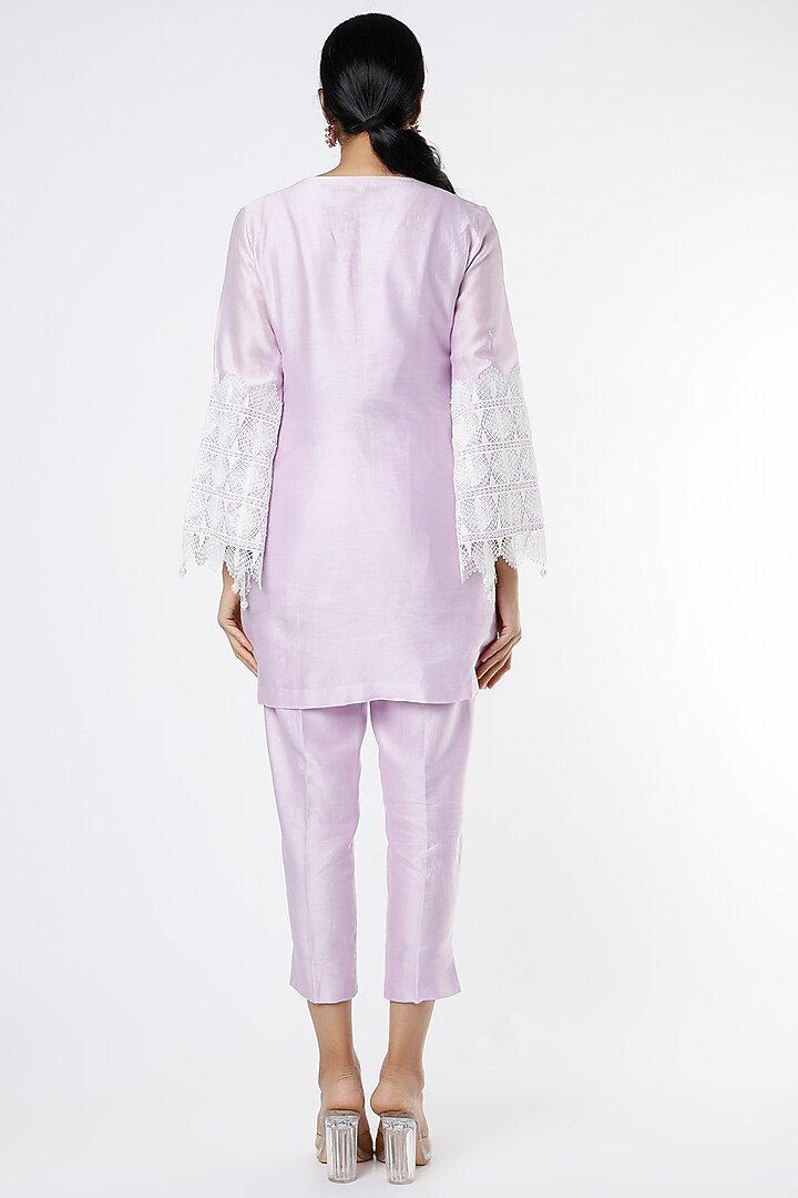Lavender Lace Embroidered Kurta Set by Kirei at Pernia's Pop Up Shop