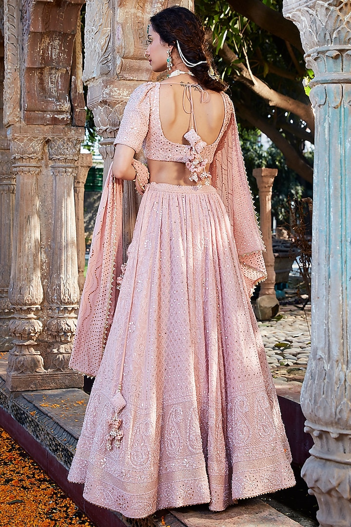 Georgette pink Designer Chikankari Work Lehenga Partywear Lehenga