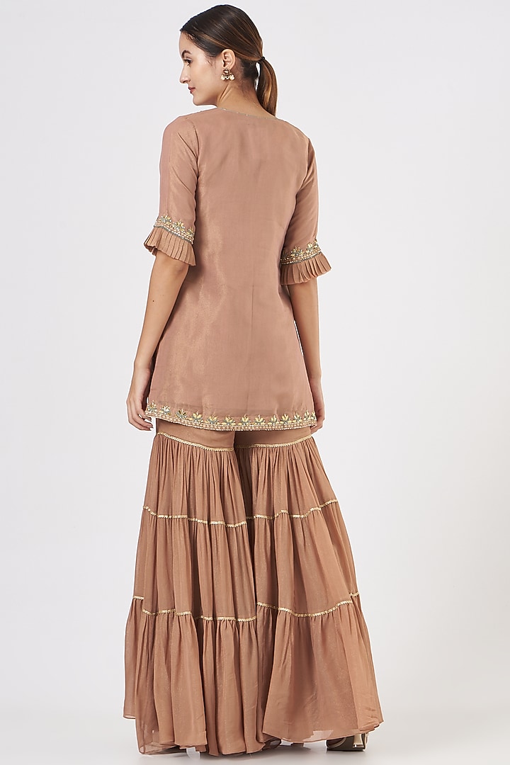 Blush Pink Tiered Party Wear Sharara Set by Kritika Dawar at Pernia's Pop Up Shop