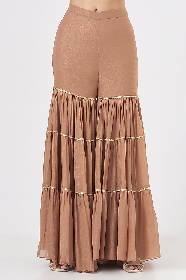 Blush Pink Tiered Party Wear Sharara Set by Kritika Dawar at Pernia's Pop Up Shop