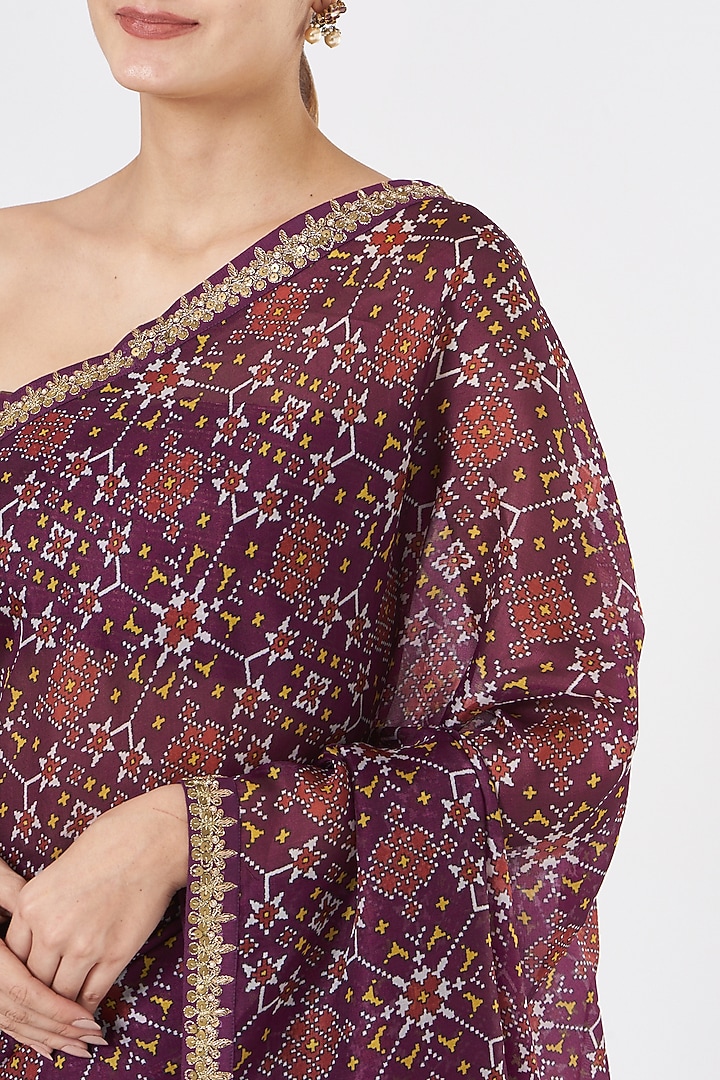 Purple Ikat Printed Wedding Saree Set by Kritika Dawar at Pernia's Pop Up Shop