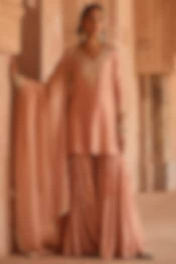Pink Silk Sequins Embroidered Gharara Set by Kritika Dawar at Pernia's Pop Up Shop