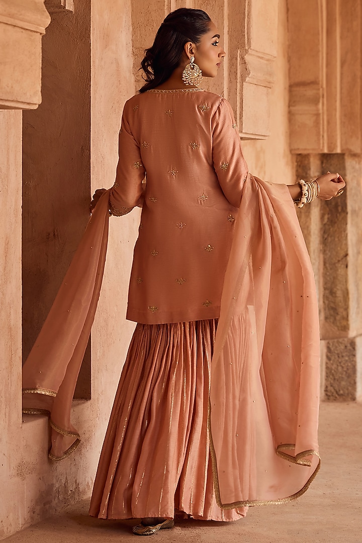 Pink Silk Sequins Embroidered Gharara Set by Kritika Dawar at Pernia's Pop Up Shop