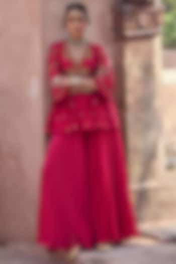 Magenta Organza Wedding Sharara Set by Kritika Dawar at Pernia's Pop Up Shop