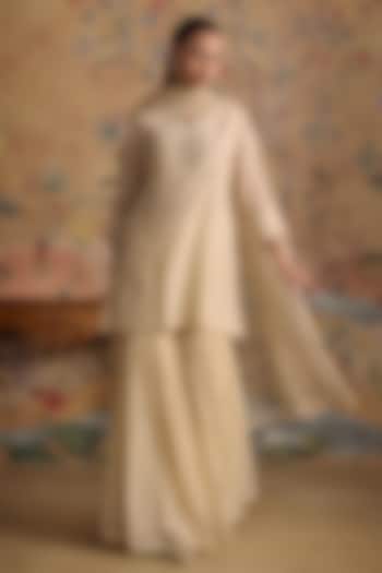 Ivory Silk Chanderi Gharara Set by Kritika Dawar at Pernia's Pop Up Shop