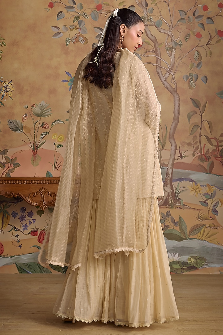 Ivory Silk Chanderi Gharara Set by Kritika Dawar at Pernia's Pop Up Shop