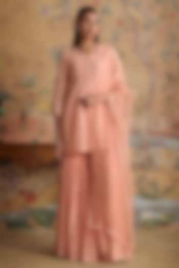 Pink Silk Chanderi Gharara Set by Kritika Dawar at Pernia's Pop Up Shop