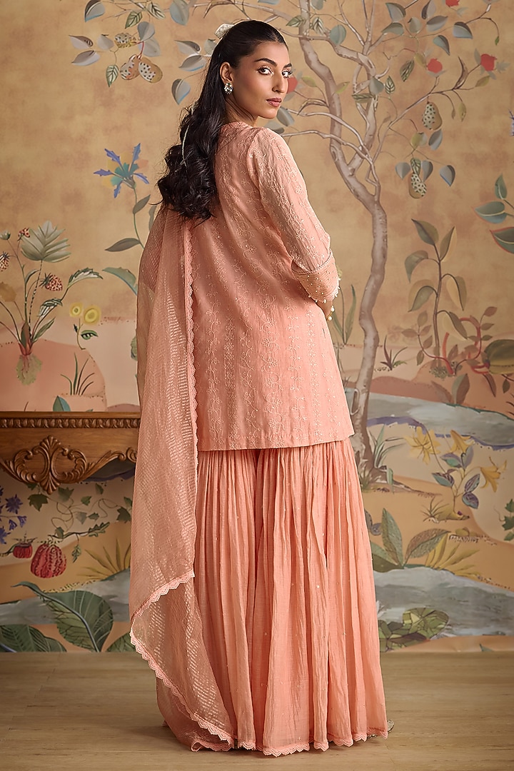 Pink Silk Chanderi Gharara Set by Kritika Dawar at Pernia's Pop Up Shop
