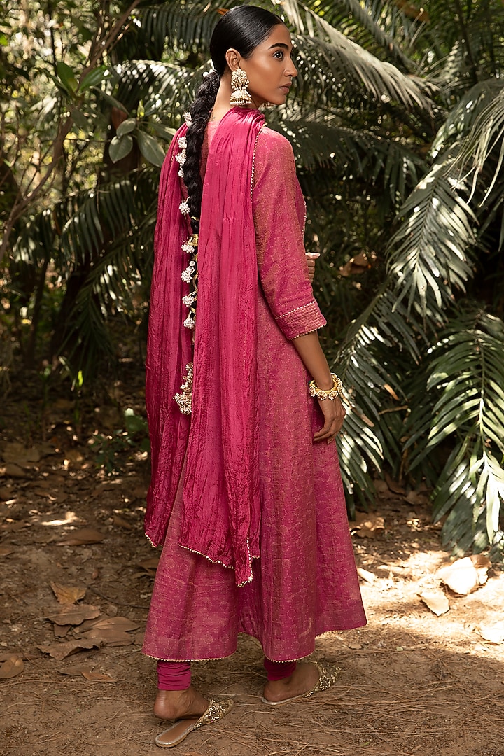 Pink Embroidered Party Wear Anarkali Set by Kritika Dawar at Pernia's Pop Up Shop