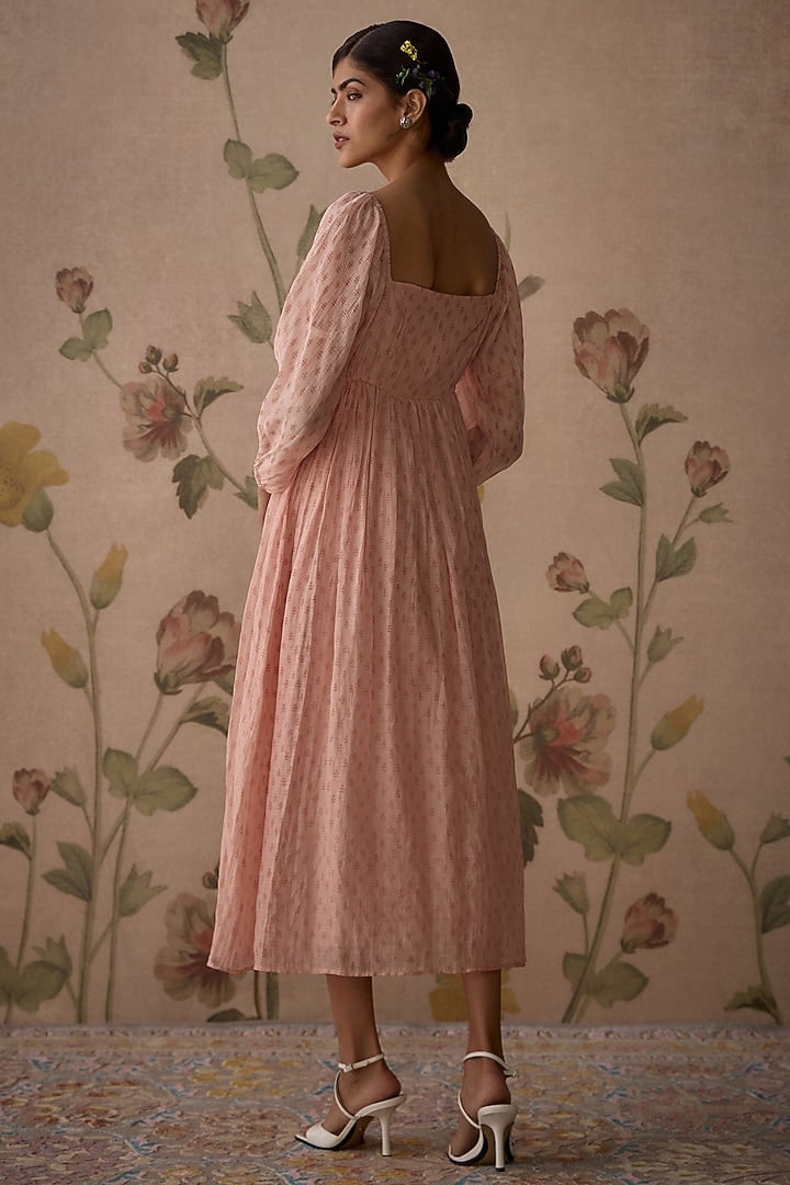 Pink Chanderi Block Printed & Hand Embroidered Tunic by Kritika Dawar at Pernia's Pop Up Shop