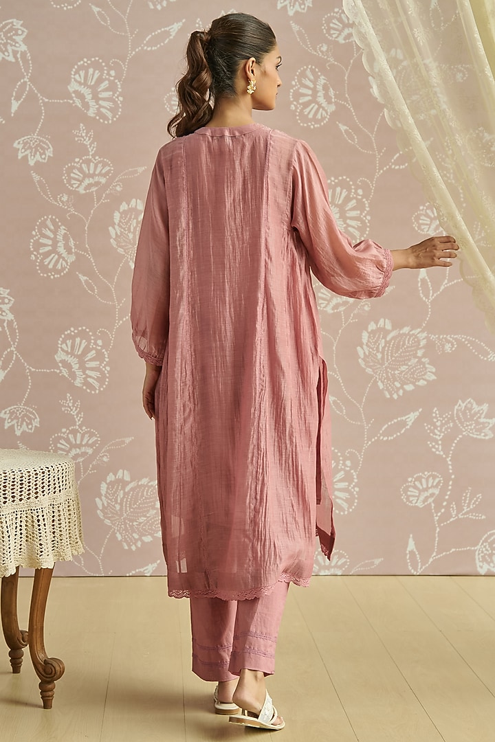 Blush Chanderi Hand Embroidered Co-Ord Set by Kritika Dawar at Pernia's Pop Up Shop