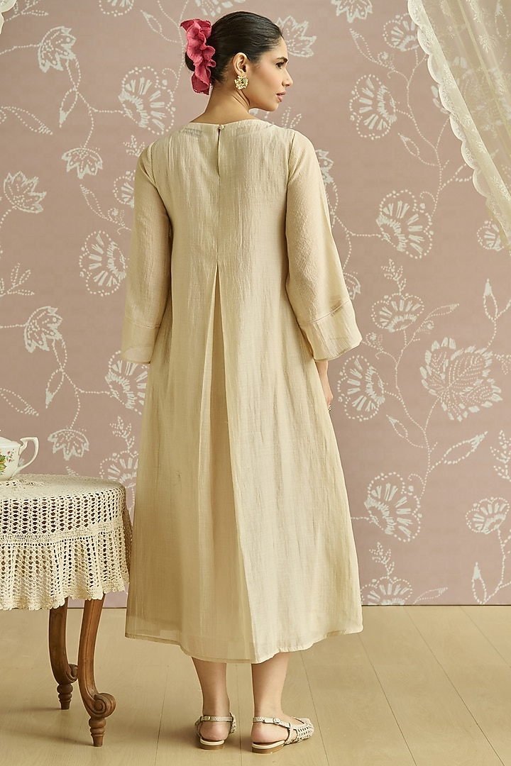 Ivory Chanderi Embroidered Tunic by Kritika Dawar at Pernia's Pop Up Shop