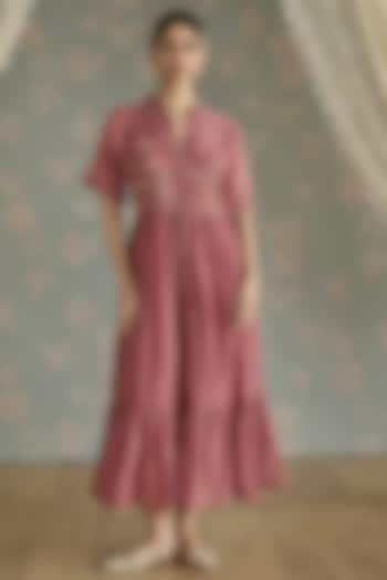 Blush Chanderi Hand Embroidered Tunic Vacation Dress by Kritika Dawar at Pernia's Pop Up Shop