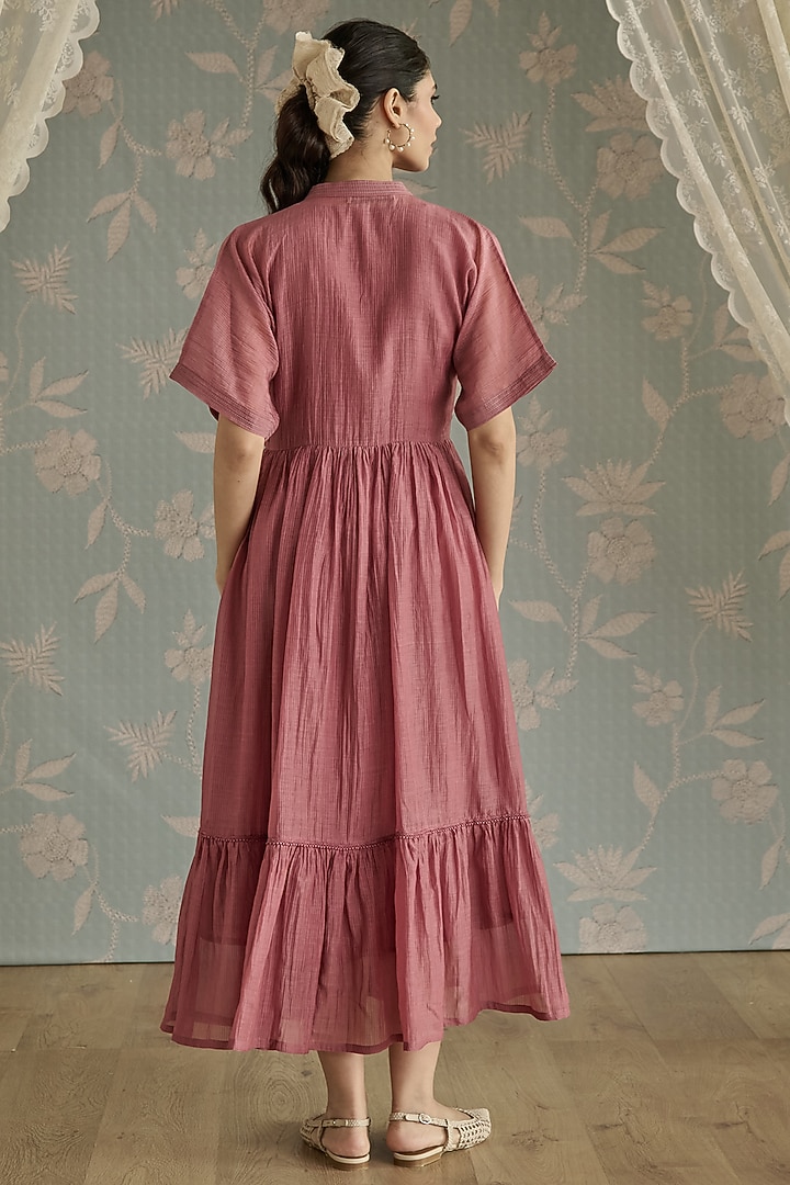 Blush Chanderi Hand Embroidered Tunic Vacation Dress by Kritika Dawar at Pernia's Pop Up Shop