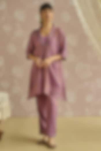 Lilac Tissue Hand Embroidered Co-Ord Set by Kritika Dawar at Pernia's Pop Up Shop