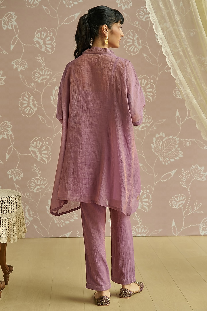 Lilac Tissue Hand Embroidered Co-Ord Set by Kritika Dawar at Pernia's Pop Up Shop