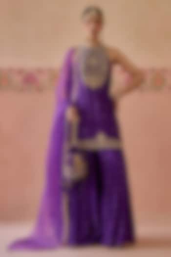 Purple Silk Wedding Sharara Set by Kritika Dawar at Pernia's Pop Up Shop