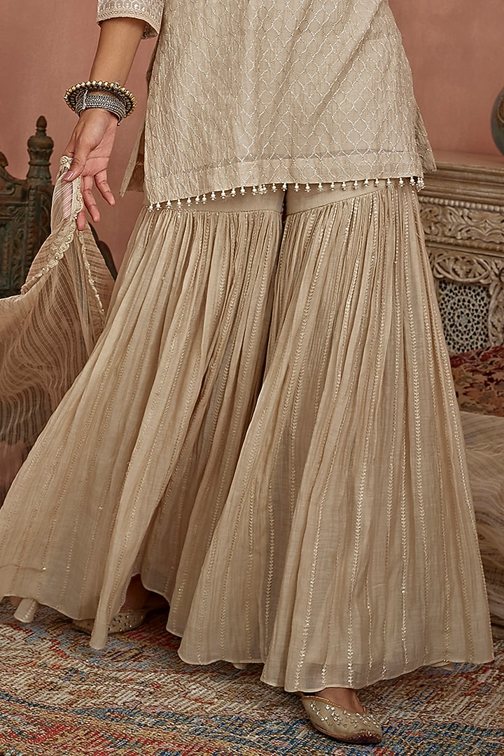 Ivory Chanderi Gharara Set by Kritika Dawar at Pernia's Pop Up Shop