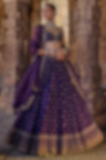 Purple Silk Hand Embroidered Wedding Lehenga Set by Kritika Dawar at Pernia's Pop Up Shop