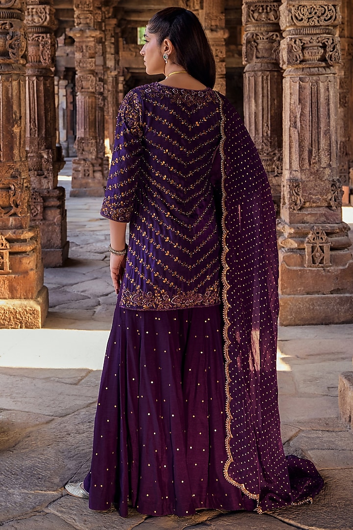 Purple Silk Gharara Set by Kritika Dawar at Pernia's Pop Up Shop