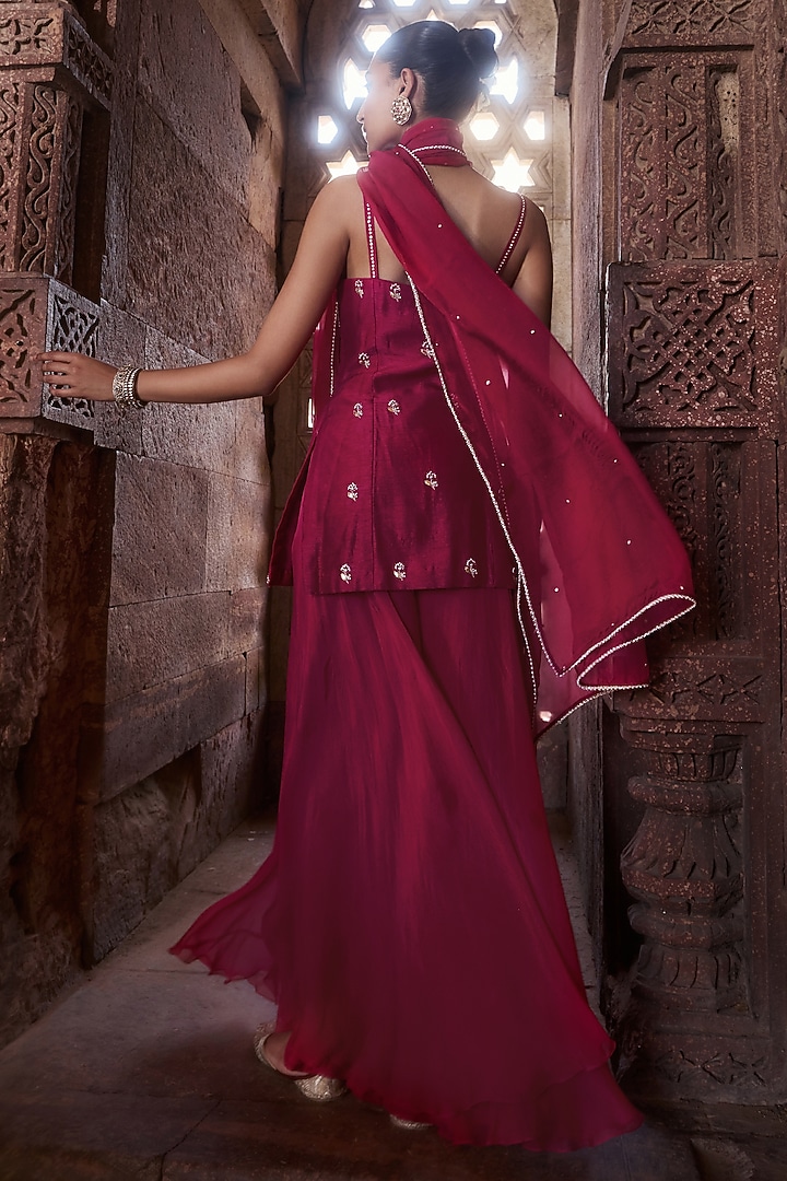 Magenta Silk Wedding Sharara Set by Kritika Dawar at Pernia's Pop Up Shop
