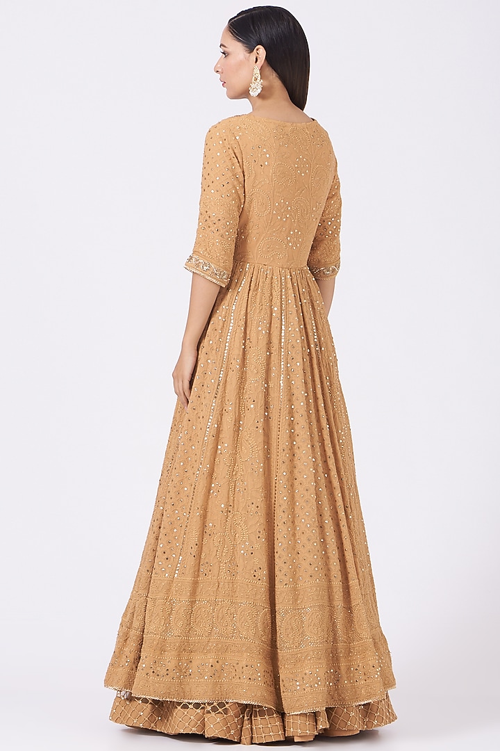 Beige Georgette Hand Embroidered Lehenga Set by Kritika Dawar at Pernia's Pop Up Shop
