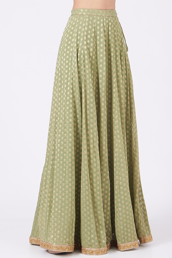 Olive Green Georgette Gota Jaal Embroidered Kurta Set by Kritika Dawar at Pernia's Pop Up Shop