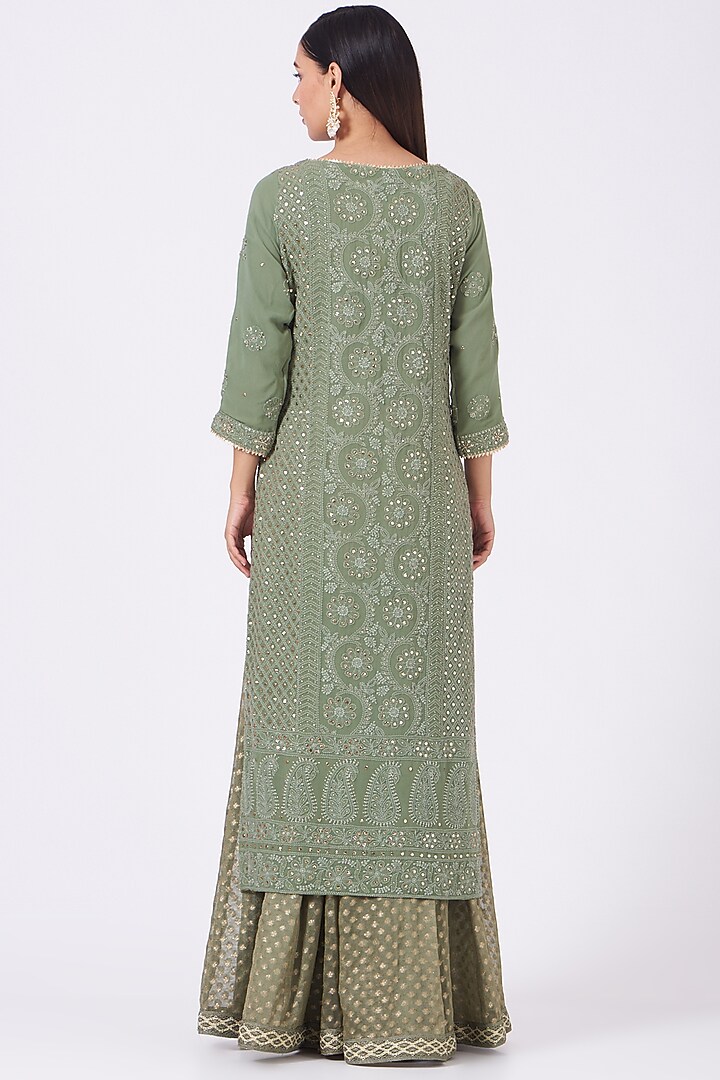 Olive Green Banarasi Skirt Set by Kritika Dawar at Pernia's Pop Up Shop