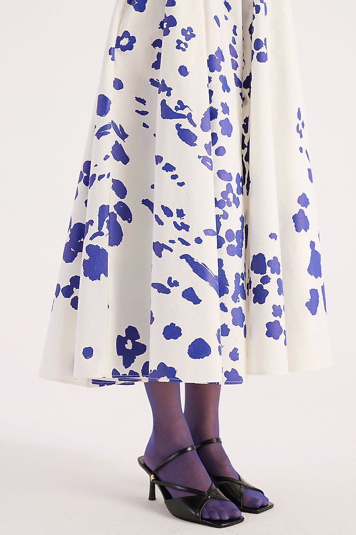 Ivory Cotton Floral Screen Printed Vacation Dress by KIRU at Pernia's Pop Up Shop