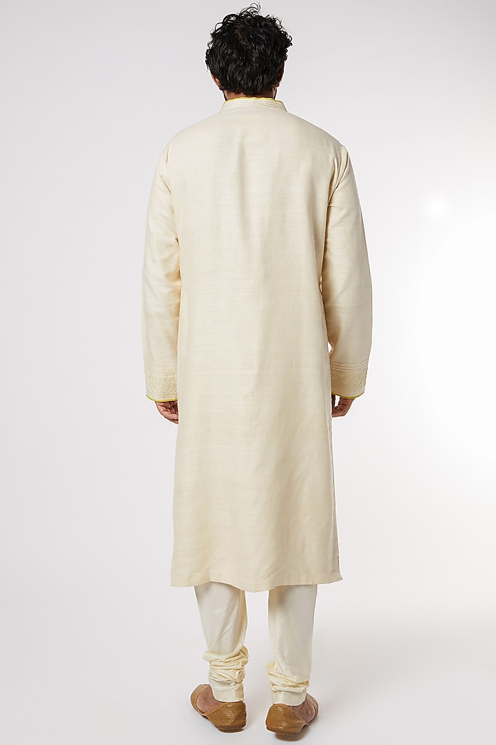 Off White Silk Kurta Set by Kishore Ramani at Pernia's Pop Up Shop