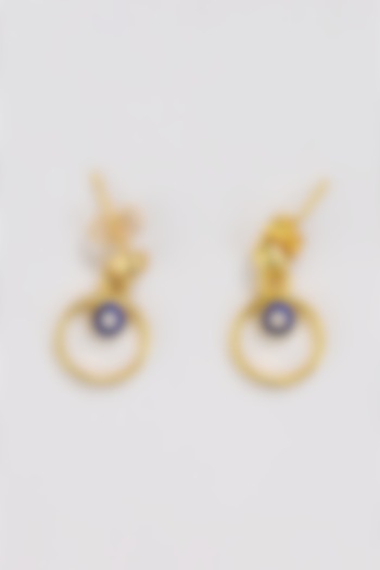 Gold Plated Enamelled Evil Eye Dangler Earrings by KIVAAKSHH at Pernia's Pop Up Shop
